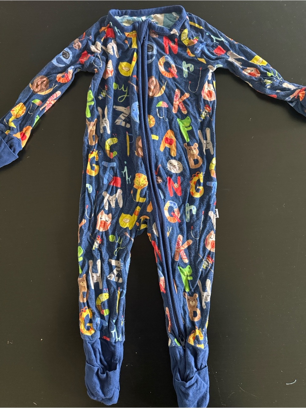 Little Sleepies Navy Alphabet & Animal Footed One-Piece Pajamas